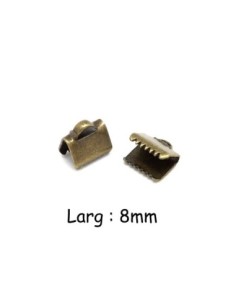 Embout griffe 8mm en métal de couleur bronze lisse, serre ruban