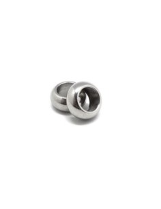 Perle rondes donut à gros trou en acier inoxydable argenté 10mm 2