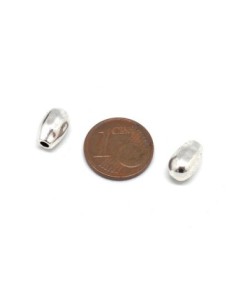 10 Perles embout de finition grain de riz martelé, goutte pour cordon de 2mm en métal argenté 2