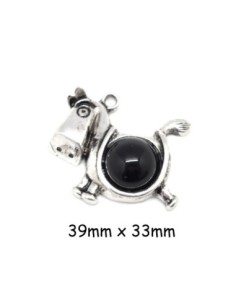 Pendentif petit âne avec cabochon noir très original