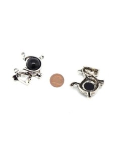 Pendentif petit âne avec cabochon noir très original 2