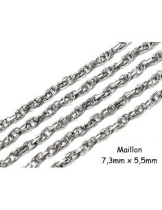 chaînette maille entrelacée en métal argenté