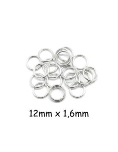 Anneau de jonction épais fort 12mm x 1,6mm en métal argenté anneaux brisés