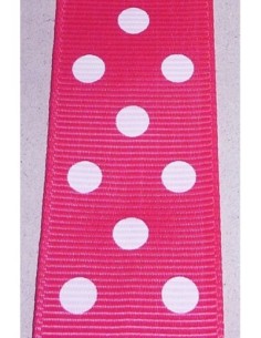 R-50cm de Ruban Galon plat 25mm à pois blancs sur fond... 2