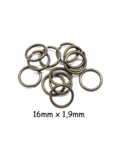 anneau de jonction épais, résistant 16mm x 1,9mm en métal couleur bronze - Anneau ouvert