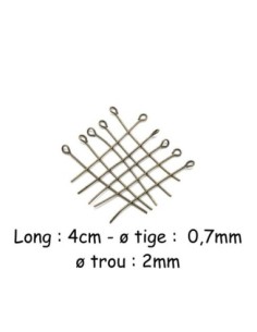 Tige métallique clou à oeil, oeillet  4cm en métal de couleur bronze
