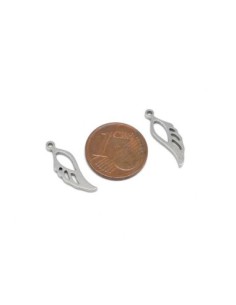 Breloque plume en acier inoxydable argenté 18mm 2