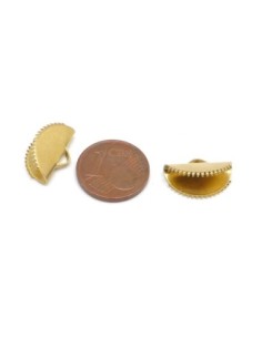 Embout griffe arrondi 15mm serre ruban, pompon, galon frange en métal doré laiton 2