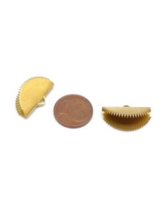 Embout griffe arrondi 20mm serre ruban, pompon, galon frange en métal doré laiton 2