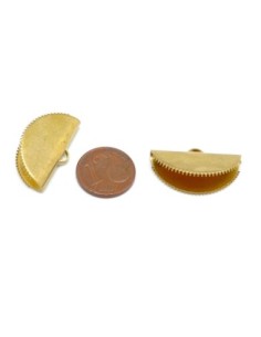Embout griffe arrondi 25mm serre ruban, pompon, galon frange en métal doré laiton 2