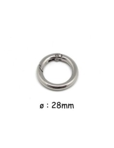 Mousqueton rond, porte clé, anse de sac  28mm en métal argenté