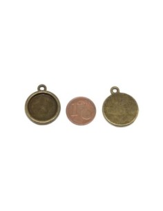 Breloque ronde pour cabochon rond de 15mm en métal de couleur bronze 2