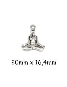 Breloque yoga méditation posture du lotus en métal argenté