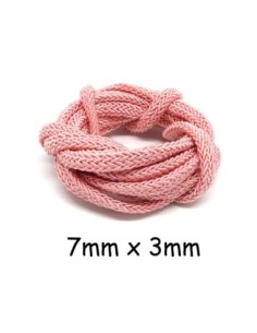 Corde polyester tressé rose layette 7mm x 3mm pour anse de sac, couture, collier