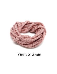 Cordon tressé en polyester vieux rose 7mm x 3mm pour anse de sac, couture, collier
