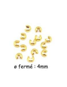 Perle cache noeud, cache perle à serrer 4mm en métal doré