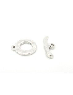 Lot de 2 Fermoirs toggle rond en T en métal argenté 18mm