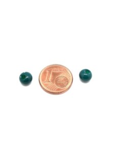 Perle ronde 6mm, trou décentré de couleur bleu vert paon 2