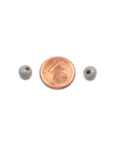 Perle ronde grise 6mm, trou décentré 2