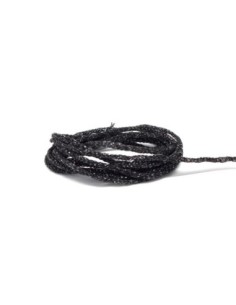Cordon tressé gris foncé et argenté en polyester et lurex effet métallisé, 1,5mm très souple 2