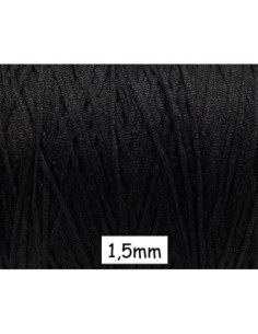Cordon tressé noir et argenté en polyester et lurex 1,5mm très souple