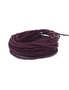 Cordon tressé rouge grenat et noir brillant en polyester et lurex 1,5mm très souple 2