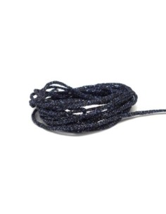 Cordon tressé noir et bleu brillant en polyester et lurex 1,5mm très souple 2