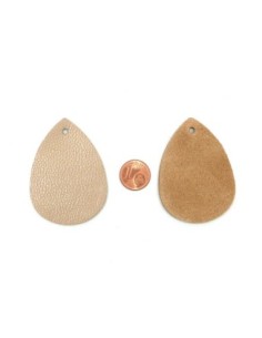 Pendentif cuir de couleur beige en forme de goutte 2