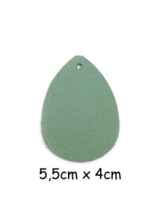 Pendentif cuir vert amande en forme de goutte pour collier