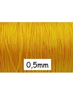 Fil nylon très fin 0,5mm jaune pour bracelet wrap avec perles fines