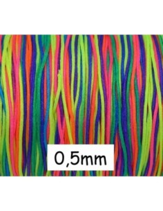 Fil de jade fin 0,5mm multicolore fluo pour bracelet wrap avec perles fines