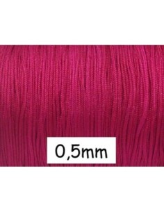 Fil de jade fin 0,5mm rose fuchsia pour bracelet wrap avec perles fines