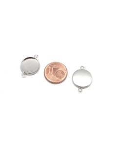 Perle connecteur pour cabochon de 12mm en acier inoxydable argenté 2