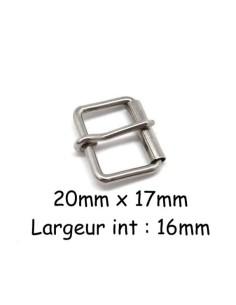 Fermoir boucle de ceinture à rouleau pour lanière de 16mm en métal argenté sac, cartable