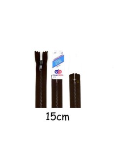 Fermeture éclair métallique 15cm non séparable Eclair Prestil Z11 Maille 3mm marron foncé brou de noix ton sur ton