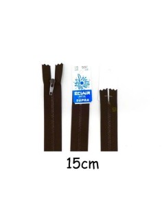 Fermeture éclair métallique 15cm non séparable SUPRA Z11 Maille 3mm marron foncé brou de noix ton sur ton