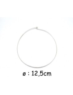 Collier tour de cou rigide jonc torque en métal argenté brillant blanc 12,5cm