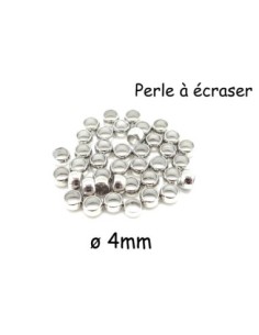 Perle à écraser métal argenté brillant blanc 4mm