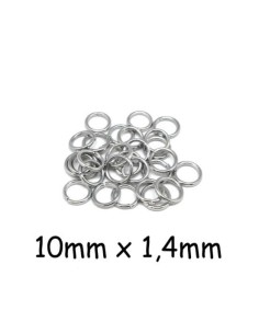 Anneau brisé épais 10mm x 1,4mm en métal argenté