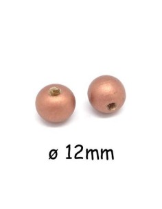 Perle ronde en bois peinte de couleur cuivré - Idéal décoration, guirlande de Nöel - 12mm