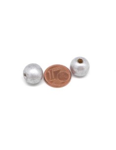 Perle ronde 12mm en bois couleur argenté - Idéal création DIY 2