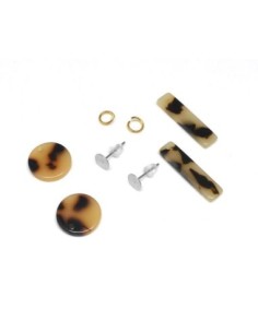 Kit boucle d'oreille résine style léopard pas cher