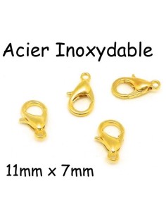 Fermoir mousqueton doré en acier inoxydable 11mm
