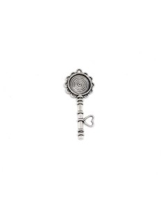 Pendentif clé du paradis support pour cabochon 16mm en métal argenté 2
