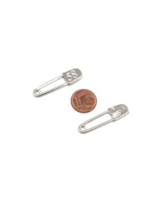 Breloque épingle à nourrice argenté en métal 34mm x 9,5mm 2