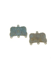 Petit pendentif connecteur vert bronze en métal patiné style ethnique 2