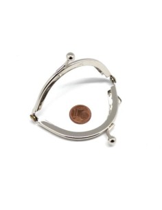 Fermoir porte monnaie 7cm en métal argenté avec attache 2
