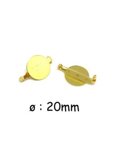 Support broche rond doré 20mm pour cabochon