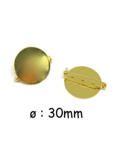 Support broche rond 30mm doré en métal