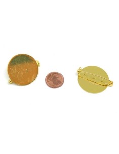 Support broche rond 30mm doré en métal 2